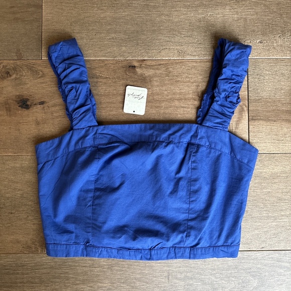 Free People Ashley Cropped Tank Top OB1716216 Mazarine Royal Blue Women's M NEW - Picture 4 of 6